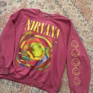 NIRVANA Magenta Sweatshirt with Colorful Graphics
